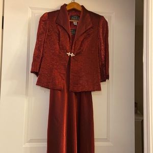 Alex Evenings Red Velvet gown with matching Jacket